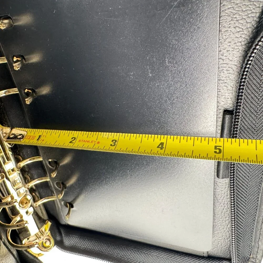 Franklin Quest Vtg Black Full Grain Leather Pocket Page Siz 6 Ring Zip Binder